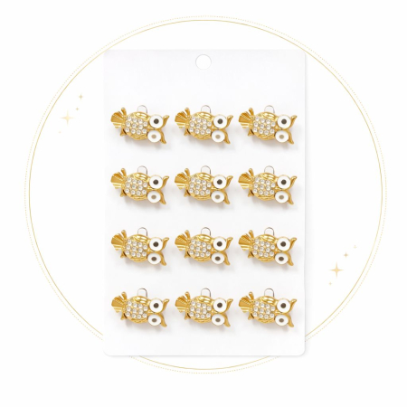 Set 12 brose Martisor pe carton prezentare, 17x10 cm, Cadou 1 Martie, Bufnita inteleapta [1]