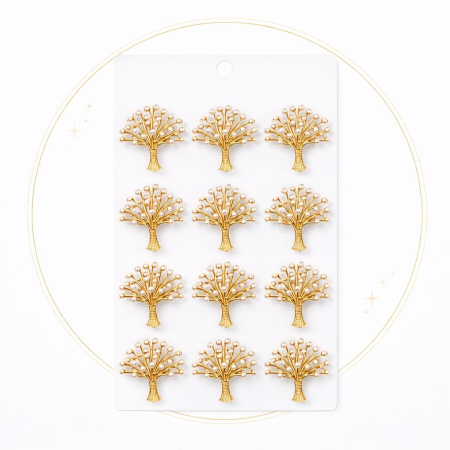 Set 12 brose Martisor pe carton prezentare, 17x10 cm, Cadou 1 Martie, Copacul vietii [1]