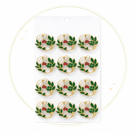 Set 12 brose Martisor pe carton prezentare, 17x10 cm, Cadou 1 Martie, Ghiocei cu buburuza [1]