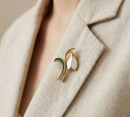 Set 12 brose Martisor pe carton prezentare, 17x10 cm, Cadou 1 Martie, Ghiocel [2]