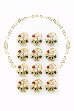 Set 12 brose Martisor pe carton prezentare, 17x10 cm, Cadou 1 Martie, Ghiocel cu buburuza [1]