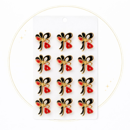 Set 12 brose Martisor pe carton prezentare, 17x10 cm, Cadou 1 Martie, Lalea si trifoi norocos [1]