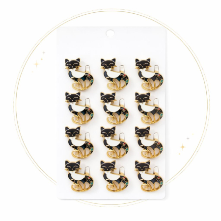 Set 12 brose Martisor pe carton prezentare, 17x10 cm, Cadou 1 Martie, Pisica eleganta [1]