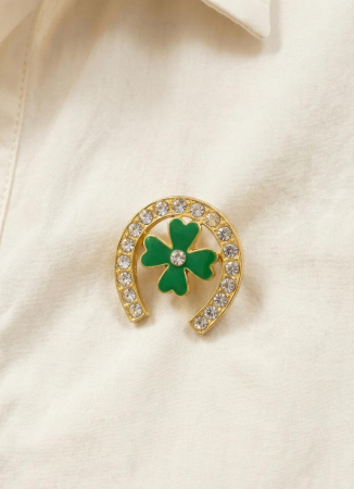 Set 12 brose Martisor pe carton prezentare, 17x10 cm, Cadou 1 Martie, Potcoava cu trifoi [2]