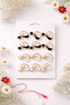 Accesorii Confectionare Martisoare - Set 12 brose martisor pisicuta dragalasa alba si neagra 20x11 cm