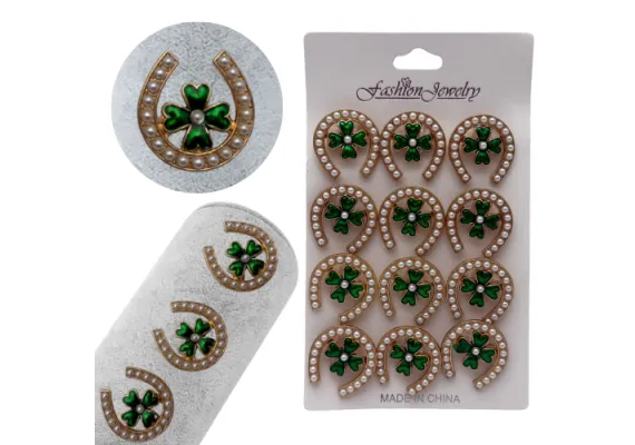 Bacanie Engros - Set 12 brose Martisor, Potcoava norocoasa cu trifoi cu 4 foi, editie 2025 