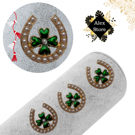 Set 12 brose Martisor, Potcoava norocoasa cu trifoi cu 4 foi, editie 2025  [3]