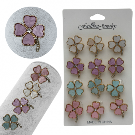 Set 12 brose Martisor, Trifoi cu 4 foi diverse culori, editie 2025  [2]