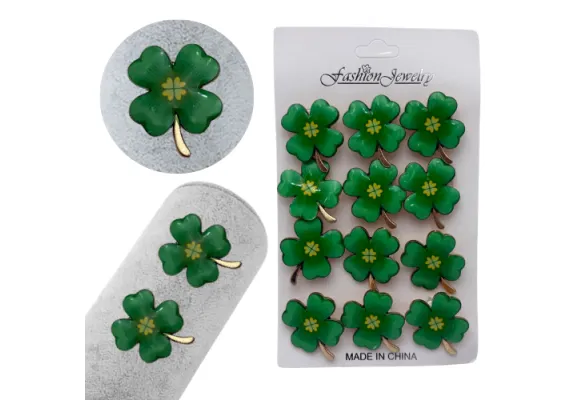 Bacanie Engros - Set 12 brose Martisor, Trifoi cu patru foi norocos, editie 2025 