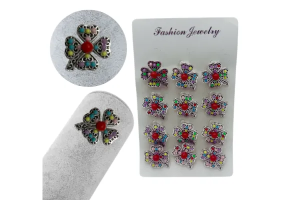 Bacanie Engros - Set 12 brose Martisor, Trifoi norocos cu pietricele colorate, editie 2025 