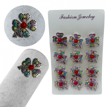 Set 12 brose Martisor, Trifoi norocos cu pietricele colorate, editie 2025  [1]