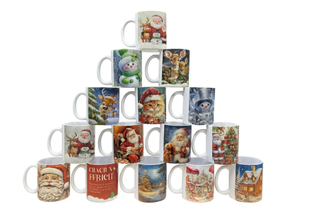 Set 12 Cana Craciun – Modele Mix Random, Ceramica Premium, 330 ml – Cadou Sarbatori [2]