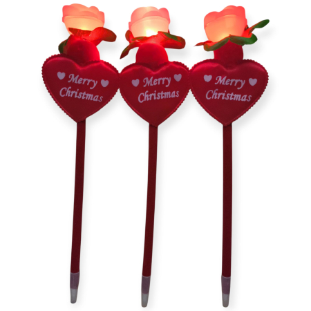 Set 12 pixuri Craciun cu figurine – trandafir cu lumini si inimioara Merry Christmas–  ideale pentru scoala si cadouri [1]