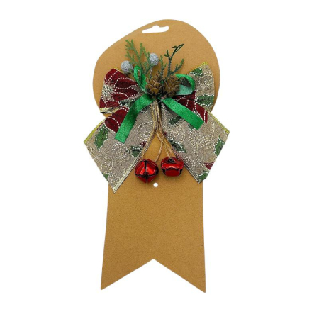 Fundita decorativa Craciun – 2 culori (rosu/auriu), cu conuri si clopotei – pentru usa, coronite si cadouri 17x15cm [5]