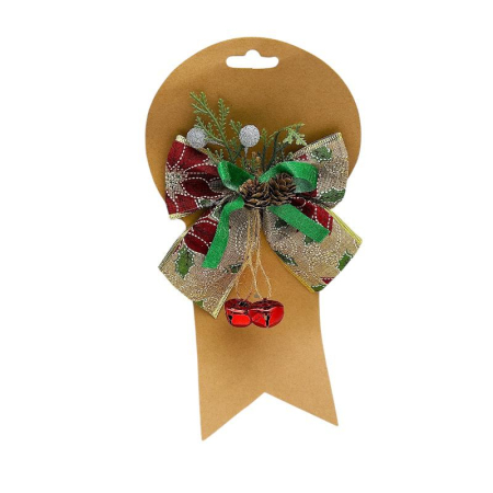 Fundita decorativa Craciun – 2 culori (rosu/auriu), cu conuri si clopotei – pentru usa, coronite si cadouri 17x15cm [2]