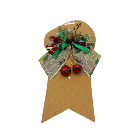 Fundita decorativa Craciun – 2 culori (rosu/auriu), cu conuri si clopotei – pentru usa, coronite si cadouri 17x15cm [3]