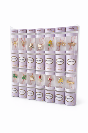 Set 14 Brose Martisor Metalice cu Snur Traditional, Ambalaj Elegant, Cadou 1 Martie 14x7 cm [2]