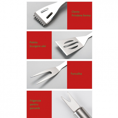 Set 18 Ustensile pentru Gratar, , din Otel Inoxidabil, Geanta Oxford, Argintiu [5]