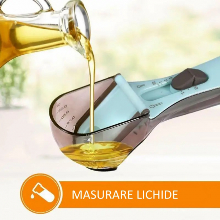 Set 2 Cupe Gradate pentru Bucatarie, , Cupe de Masurat Reglabile, Ergonomic, Confortabil, pentru Lichide si Solide, Volum ajustabil 5-30ml, 30-130ml, Culoare Albastru [2]