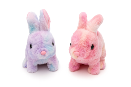 Set 2 Iepurasi Interactivi – Plus Colorat cu Sunete si Mers, Model Roz si Mov [1]