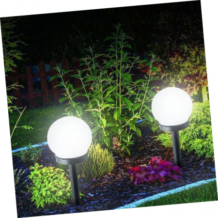 Set 2 Lampi Solare LED, , Forma Sferica, Tip Glob, Diametru 10 cm, Alb Rece [8]