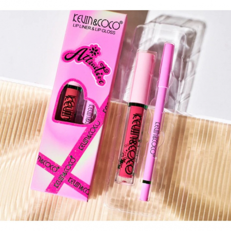 Set 2 Produse de Buze, Kevin&Coco, Attractive, Creion de Buze si Ruj Lichid, Roz [2]