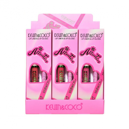 Set 2 Produse de Buze, Kevin&Coco, Attractive, Creion de Buze si Ruj Lichid, Roz [3]