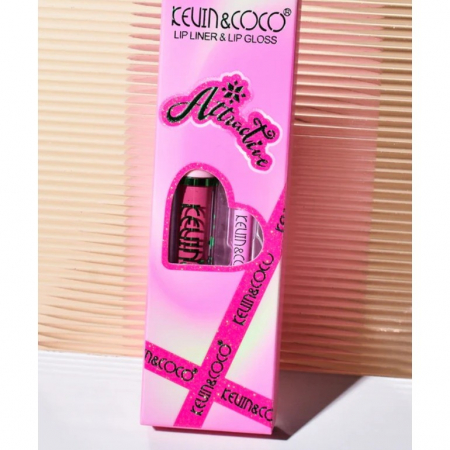 Set 2 Produse de Buze, Kevin&Coco, Attractive, Creion de Buze si Ruj Lichid, Roz [1]