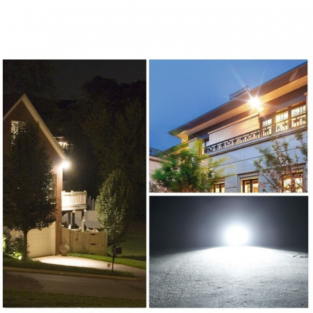 Set 2 proiectoare LED cu Panou Solar , Senzor de miscare, Telecomanda, Waterproof, 322*2  LED-uri incorporate, 200W, 30*24 cm, IP67, Design Modern, Negru [3]
