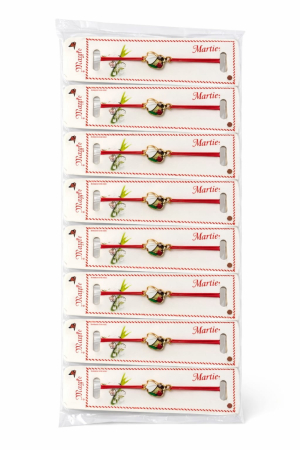 Set 24 bratari martisor 12x3 cm snur rosu cu charm floare alba, cadou primavara [2]