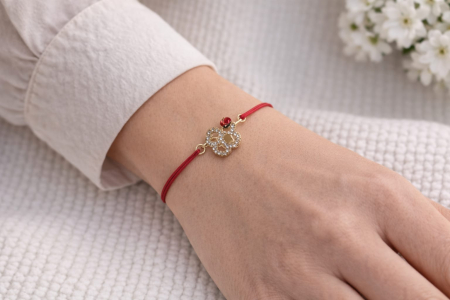 Set 24 bratari martisor 12x3 cm snur rosu cu charm floare buburuza, cadou primavara [2]