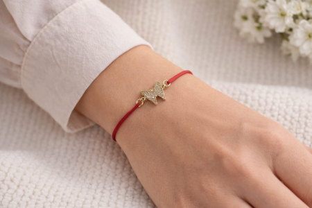 Set 24 bratari martisor 12x3 cm snur rosu cu charm fluturas, cadou primavara [1]