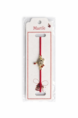 Martisoare - Set 24 bratari martisor 12x3 cm snur rosu cu charm soricel, cadou primavara