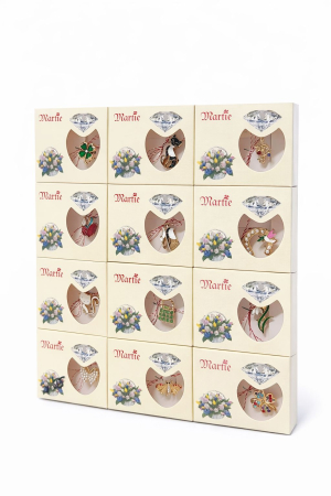 Set 24 brose martisor modele combinate, ambalaj individual elegant, 9x7.5cm [1]
