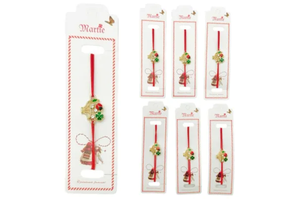 Bacanie Engros - Set 24 de Bratari Martisor, Cosulet cu Flori, snur rosu elastic, model 2025,  