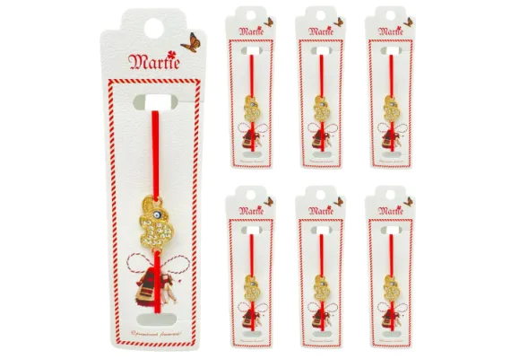 Bacanie Engros - Set 24 de Bratari Martisor, Elefantel Norocos, snur rosu elastic, model 2025,  