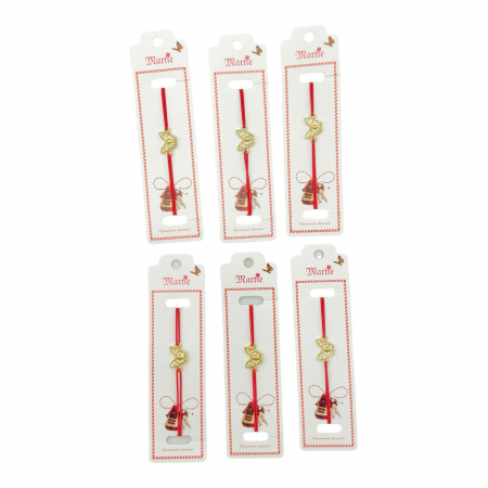 Set 24 de Bratari Martisor, Fluture Dragalas, snur rosu elastic, model 2025,   [2]