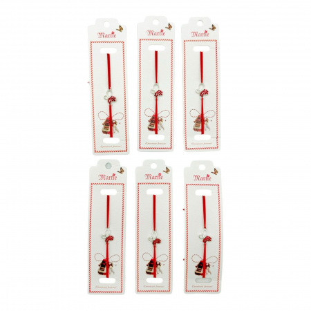 Set 24 de Bratari Martisor, Fluture Gingas, snur rosu elastic, model 2025,   [2]