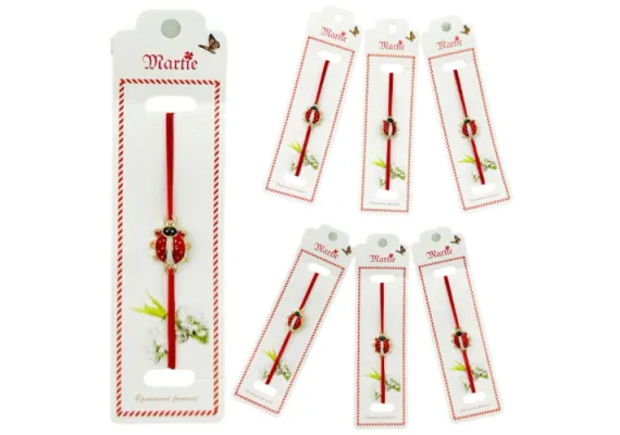 Bacanie Engros - Set 24 de Bratari Martisor, Gargarita Norocoasa, snur rosu elastic, model 2025,  