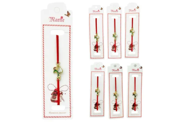 Bacanie Engros - Set 24 de Bratari Martisor, Ghiocel Gingas, snur rosu elastic, model 2025,  
