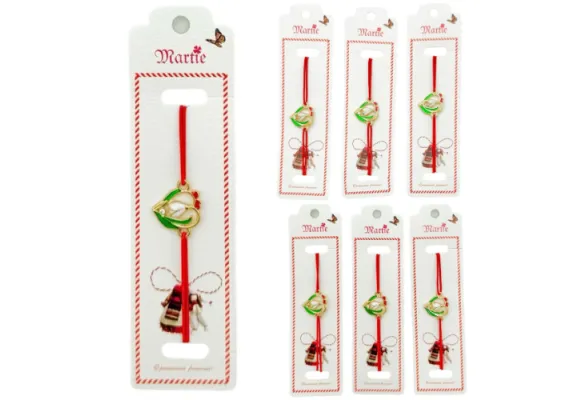 Bacanie Engros - Set 24 de Bratari Martisor, Ghiocel Norocos, snur rosu elastic, model 2025,  