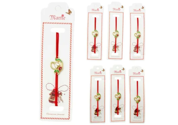 Bacanie Engros - Set 24 de Bratari Martisor, Ghiocel Norocos, snur rosu elastic, model 2025,  