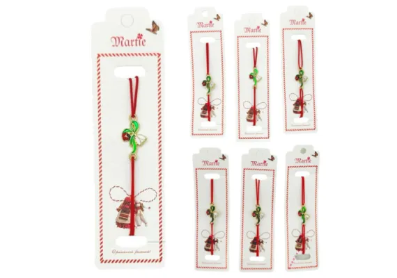 Bacanie Engros - Set 24 de Bratari Martisor, Ghiocel Norocos, snur rosu elastic, model 2025,  