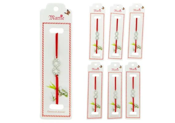 Bacanie Engros - Set 24 de Bratari Martisor, Infinity Love, snur rosu elastic, model 2025,  