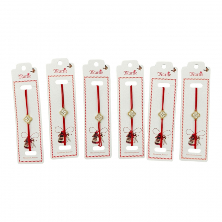 Set 24 de Bratari Martisor, Talisman Norocos, snur rosu elastic, model 2025,   [2]