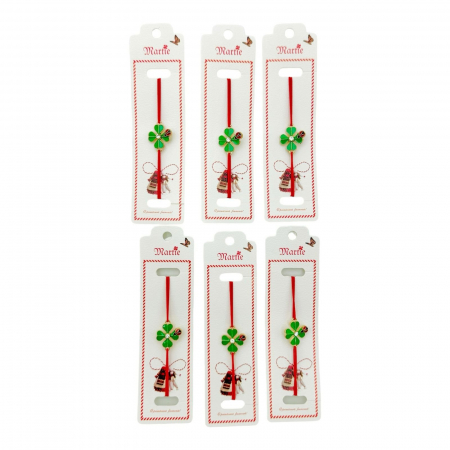 Set 24 de Bratari Martisor, Trifoi Norocos, snur rosu elastic, model 2025,   [2]