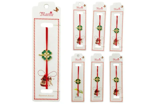 Bacanie Engros - Set 24 de Bratari Martisor, Trifoi Norocos, snur rosu elastic, model 2025,  