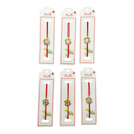 Set 24 de Bratari Martisor, Trifoi Norocos, snur rosu elastic, model 2025,   [2]