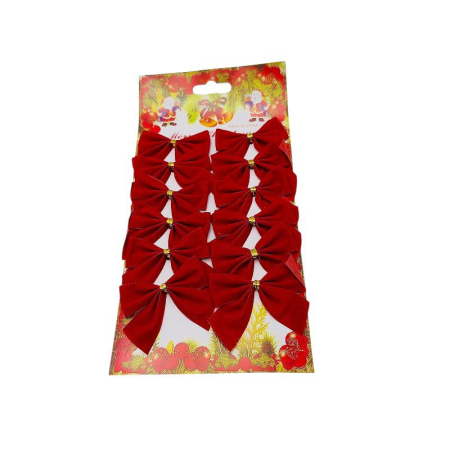 Decoratiuni si ornamente de Craciun Engros - Set 12 fundite Craciun, rosu intens  – pentru brad, coronite si cadouri, 23x11.5cm