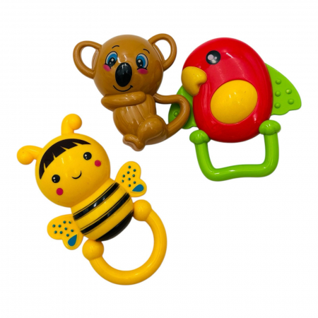 Set 3 Jucării Zornăitoare pentru Bebeluși – Forme de Animăluțe, Colorate și Drăgălașe  [2]